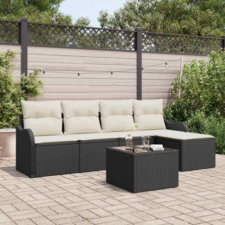 vidaXL Set di divano da giardino a 5 pezzi con cuscini marroni in rattan.