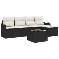 vidaXL Set di divano da giardino a 5 pezzi con cuscini marroni in rattan.