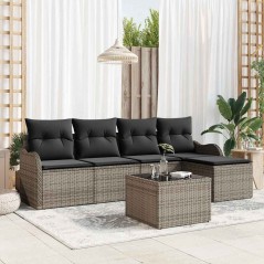 vidaXL Set Giardino 5 Pezzi con Cuscini in Rattan Sintetico Nero