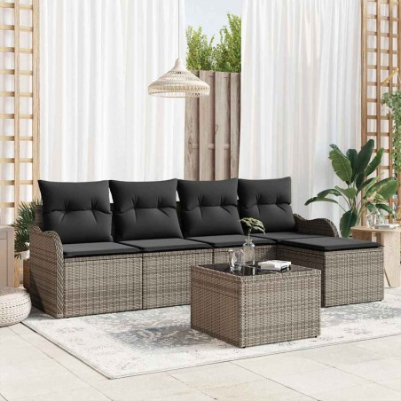 vidaXL Set Giardino 5 Pezzi con Cuscini in Rattan Sintetico Nero
