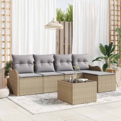 vidaXL Set di divani da giardino a 6 pezzi in polyrattan nero con cuscini.