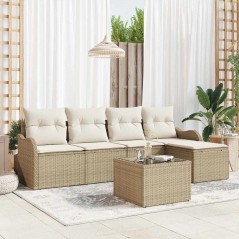 vidaXL Set Divano da Giardino 6 Pezzi con Cuscini Marrone in Polyrattan