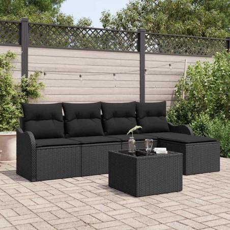 vidaXL Set Divano da Giardino di , 6 Pezzi con Cuscini Beige in Rattan Sintetico
