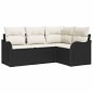 vidaXL Set da giardino , 4 pezzi in polyrattan nero con cuscini