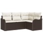 vidaXL Set di divani da giardino da 4 pezzi con cuscini in rattan sintetico marrone vidaXL Set di divani da giardino da 4 pezzi con cuscini in rattan sintetico marrone