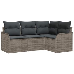 vidaXL Set da giardino di 4 pezzi con cuscini grigi in rattan sintetico