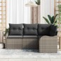 vidaXL Set da giardino di 4 pezzi con cuscini grigi in rattan sintetico