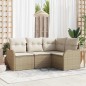 vidaXL Set di Divani da Giardino a 4 Pezzi con Cuscini Beige in Rattan Sintetico vidaXL Set di Divani da Giardino a 4 Pezzi con Cuscini Beige in Rattan Sintetico