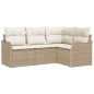 vidaXL Set di Divani da Giardino a 4 Pezzi con Cuscini Beige in Rattan Sintetico vidaXL Set di Divani da Giardino a 4 Pezzi con Cuscini Beige in Rattan Sintetico