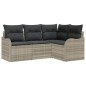 vidaXL Set Divano da Giardino a 4 Pezzi con Cuscini Grigio Chiaro in Poly Rattan