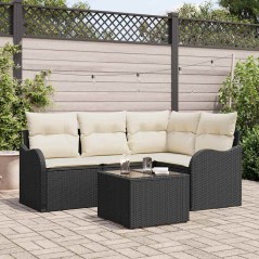 vidaXL Set di divani da giardino 4 pezzi con cuscini marroni in rattan sintetico