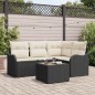 vidaXL Set di divani da giardino 4 pezzi con cuscini marroni in rattan sintetico
