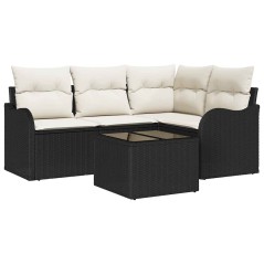 vidaXL Set di divani da giardino 4 pezzi con cuscini marroni in rattan sintetico