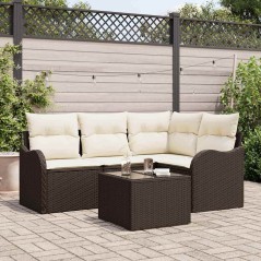 vidaXL Set divano da giardino 4 pezzi con cuscini grigi in polirattan