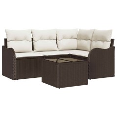 vidaXL Set divano da giardino 4 pezzi con cuscini grigi in polirattan