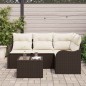 vidaXL Set divano da giardino 4 pezzi con cuscini grigi in polirattan vidaXL Set divano da giardino 4 pezzi con cuscini grigi in polirattan