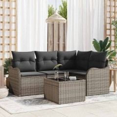 vidaXL Set di divani da giardino 4 pezzi con cuscini neri in rattan sintetico.