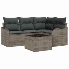 vidaXL Set di divani da giardino 4 pezzi con cuscini neri in rattan sintetico.