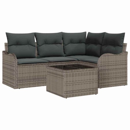 vidaXL Set di divani da giardino 4 pezzi con cuscini neri in rattan sintetico.