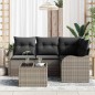 vidaXL Set di divani da giardino 4 pezzi con cuscini neri in rattan sintetico.