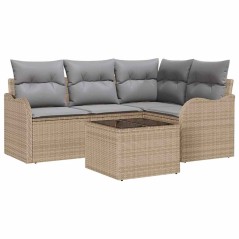vidaXL Set da Giardino in 5 Pezzi con Cuscini Neri in Rattan Sintetico