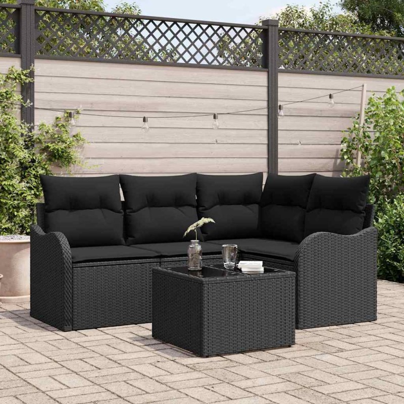 vidaXL Set di divani da giardino 5 pezzi con cuscini in rattan beige