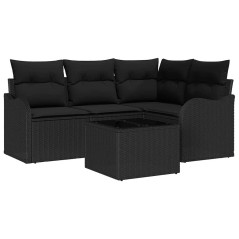 vidaXL Set di divani da giardino 5 pezzi con cuscini in rattan beige