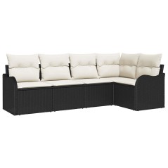 vidaXL Set di divani da giardino 5 pezzi con cuscini in rattan sintetico nero
