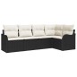vidaXL Set di divani da giardino 5 pezzi con cuscini in rattan sintetico nero
