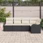 vidaXL Set di divani da giardino 5 pezzi con cuscini in rattan sintetico nero
