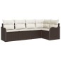 vidaXL Set di divani da giardino 5 pezzi con cuscini in rattan sintetico marrone vidaXL Set di divani da giardino 5 pezzi con cuscini in rattan sintetico marrone