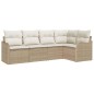 vidaXL Set da Giardino in 5 Pezzi con Cuscini in Rattan Sintetico Beige