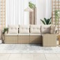 vidaXL Set da Giardino in 5 Pezzi con Cuscini in Rattan Sintetico Beige