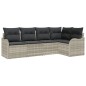 vidaXL Set da giardino di 5 pezzi con cuscini in rattan polimerico grigio chiaro. vidaXL Set da giardino di 5 pezzi con cuscini in rattan polimerico grigio chiaro.