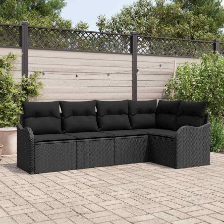 vidaXL Set Giardino 5 Pezzi con Cuscini in Rattan Nero