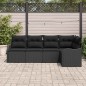 vidaXL Set Giardino 5 Pezzi con Cuscini in Rattan Nero