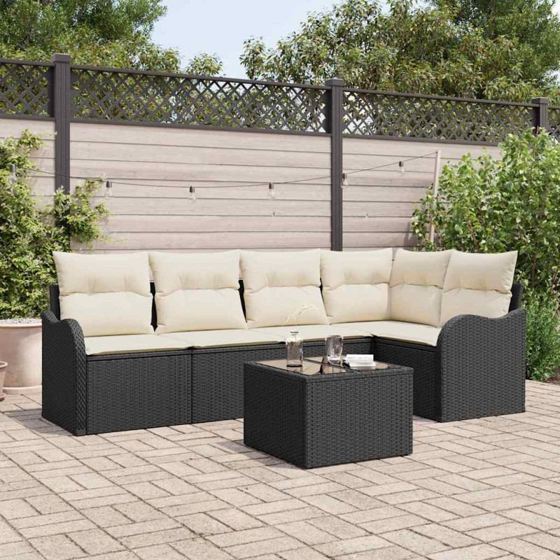 vidaXL Set Divano da Giardino 5 Pezzi con Cuscini in Rattan Polietilene Marrone