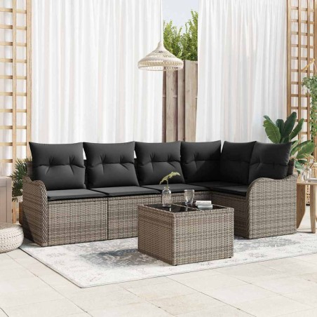 vidaXL Set di Divani da Giardino a 5 Pezzi di con cuscini in rattan nero.