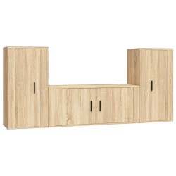 Set di Mobili Porta TV 3 pz Rovere Sonoma in Legno Multistrato