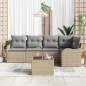 vidaXL Set di divani da giardino vitaXL a 6 pezzi con cuscini in rattan sintetico nero.