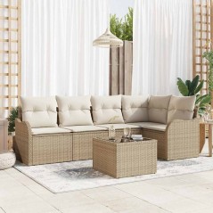 vidaXL Set Giardino 6 Pezzi con Cuscini in Rattan Polipropilene Marrone