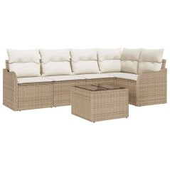 vidaXL Set Giardino 6 Pezzi con Cuscini in Rattan Polipropilene Marrone