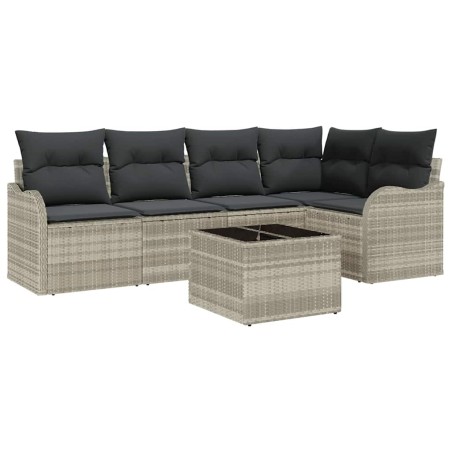 vidaXL Set di divani da giardino , 6 pezzi, con cuscini grigi in rattan polietilene.