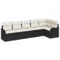 vidaXL Set Divano da Giardino 6 Pezzi con Cuscini in Polyrattan Nero