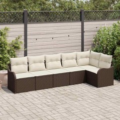 vidaXL Set di divani da giardino in 6 pezzi con cuscini in polirattan marrone