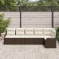 vidaXL Set di divani da giardino in 6 pezzi con cuscini in polirattan marrone
