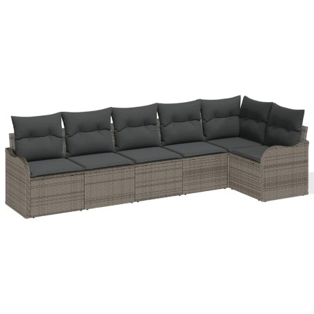 vidaXL Set giardino da 6 pezzi con cuscini grigi in rattan sintetico