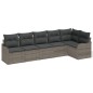 vidaXL Set giardino da 6 pezzi con cuscini grigi in rattan sintetico