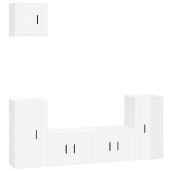 Set di Mobili Porta TV 5 pz Bianco Lucido in Legno Multistrato