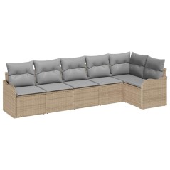 vidaXL Set di divani da giardino 6 pezzi con cuscini beige in rattan sintetico